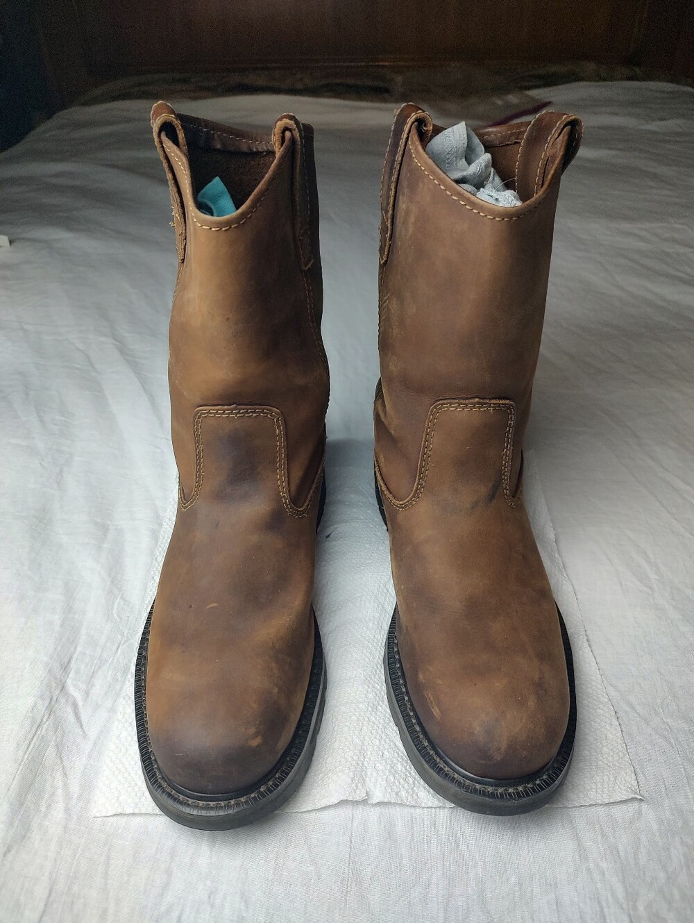 Wolverine Brown Men's Leather Pull-On Work Boots 10